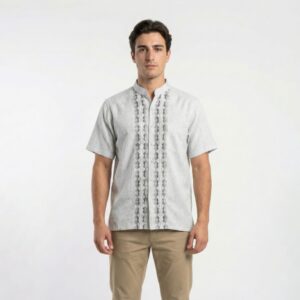 Gianni Visentin Kemeja Koko Pria Lengan Pendek Regular Fit Grey - 1036