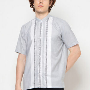 Gianni Visentin Kemeja Koko Pria Lengan Pendek Regular Fit Light Grey - 1025
