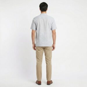 Gianni Visentin Kemeja Koko Pria Lengan Pendek Light Grey - 1028