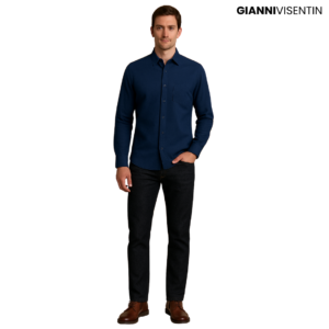Gianni Visentin Kemeja Lengan Panjang Pria Slim Fit Navy - 3099