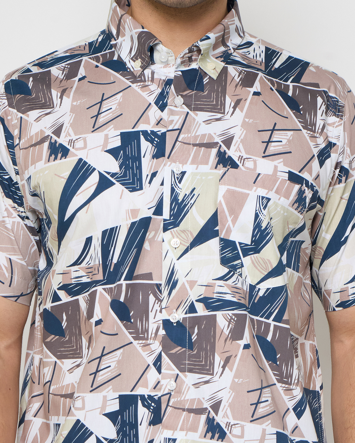 Gianni Visentin Kemeja Pria Lengan Pendek Regular Fit Pink Print - 9097 - Image 6
