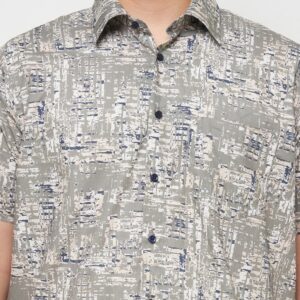 Gianni Visentin Kemeja Pria Lengan Pendek Regular Fit Print Grey - 9098