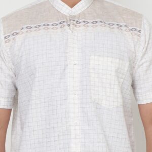 Gianni Visentin Koko Pria Lengan Pendek Regular Fit Kotak Kotak Cream - 1026
