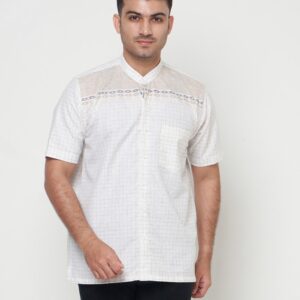 Gianni Visentin Koko Pria Lengan Pendek Regular Fit Kotak Kotak Cream - 1026