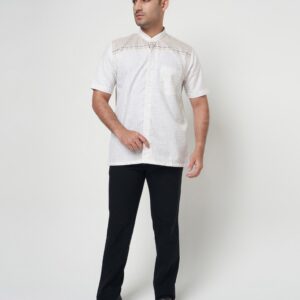 Gianni Visentin Koko Pria Lengan Pendek Regular Fit Kotak Kotak Cream - 1026
