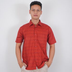 Gianni Visentin Kemeja Kotak Lengan Pendek Regular Fit - Merah - 8960