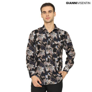 Gianni Visentin - Kemeja Batik Pria Regular Biru Tua - 9055