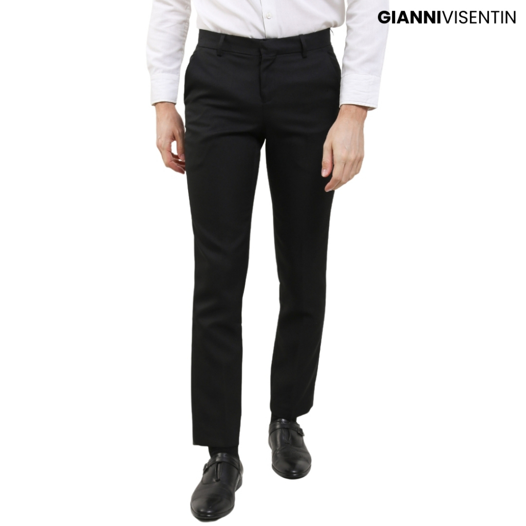Gianni Visentin - Celana Bahan Formal Regular Pria Hitam - 2067 - Image 2