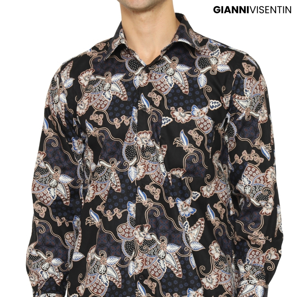 Gianni Visentin - Kemeja Batik Pria Regular Biru Tua - 9055 - Image 2