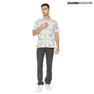 Gianni Visentin Kemeja Lengan Pendek Motif Reguler Fit - Biru Tua - 9056