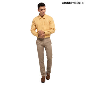 Gianni Visentin - Kemeja Formal Regular Bahan Ottoman Kuning Tua - 7988