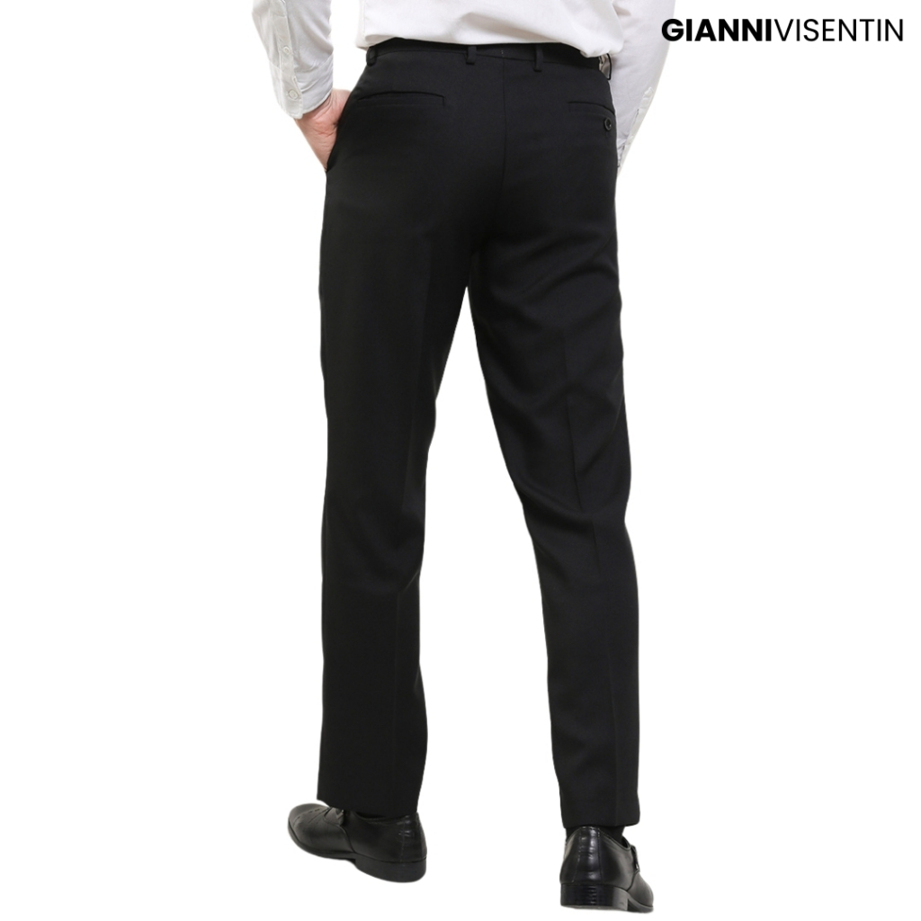 Gianni Visentin - Celana Bahan Formal Regular Pria Hitam - 2067 - Image 4