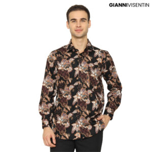 Gianni Visentin - Kemeja Batik Pria Regular Hitam - 9055