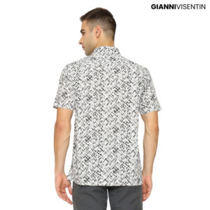 Gianni Visentin Kemeja Lengan Pendek Motif Reguler Fit - Hitam - 9059