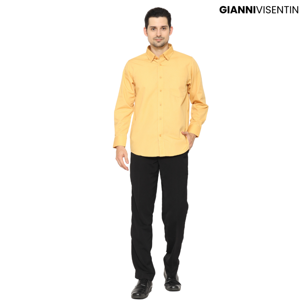 Gianni Visentin - Kemeja Formal Regular Bahan Ottoman Kuning - 7988 - Image 4