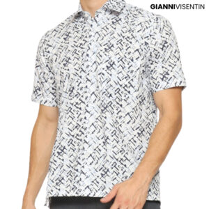 Gianni Visentin Kemeja Lengan Pendek Motif Reguler Fit - Biru Muda - 9059