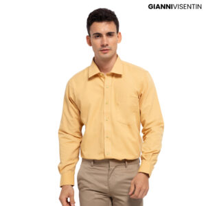 Gianni Visentin - Kemeja Formal Regular Bahan Ottoman Kuning Tua - 7988