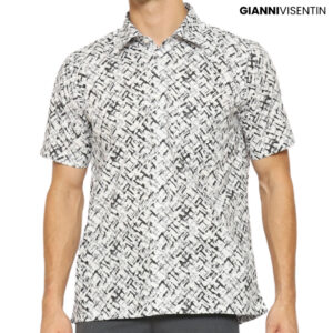 Gianni Visentin Kemeja Lengan Pendek Motif Reguler Fit - Hitam - 9059