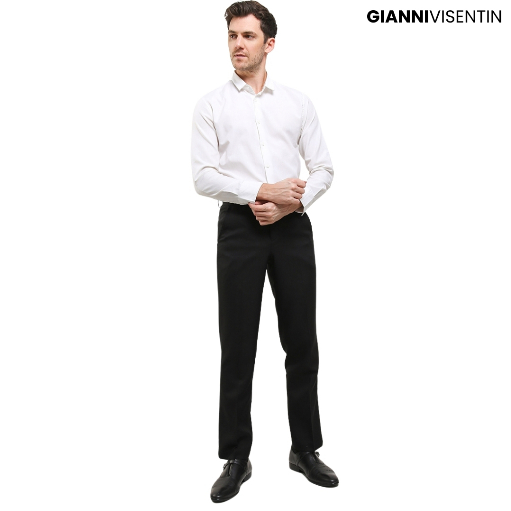 Gianni Visentin - Celana Bahan Formal Regular Pria Hitam - 2067 - Image 6