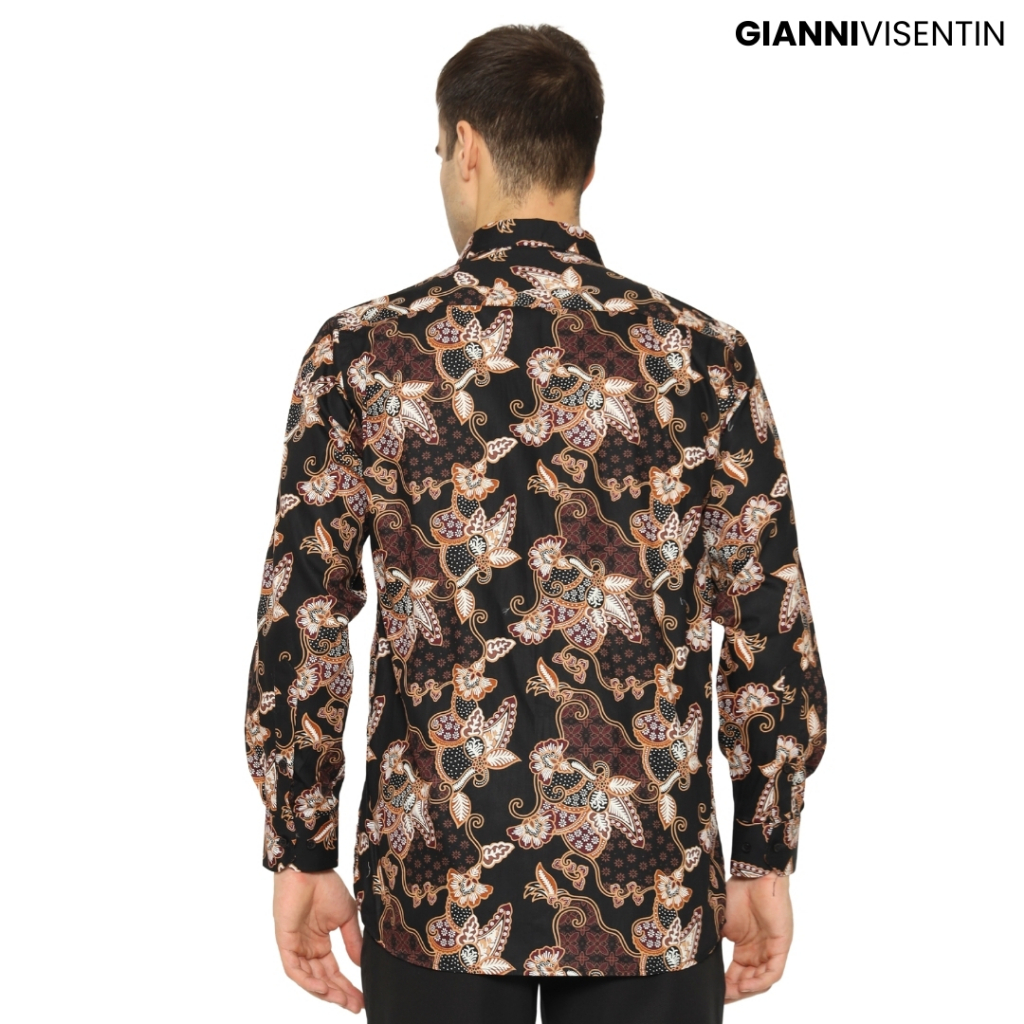 Gianni Visentin - Kemeja Batik Pria Regular Hitam - 9055 - Image 3