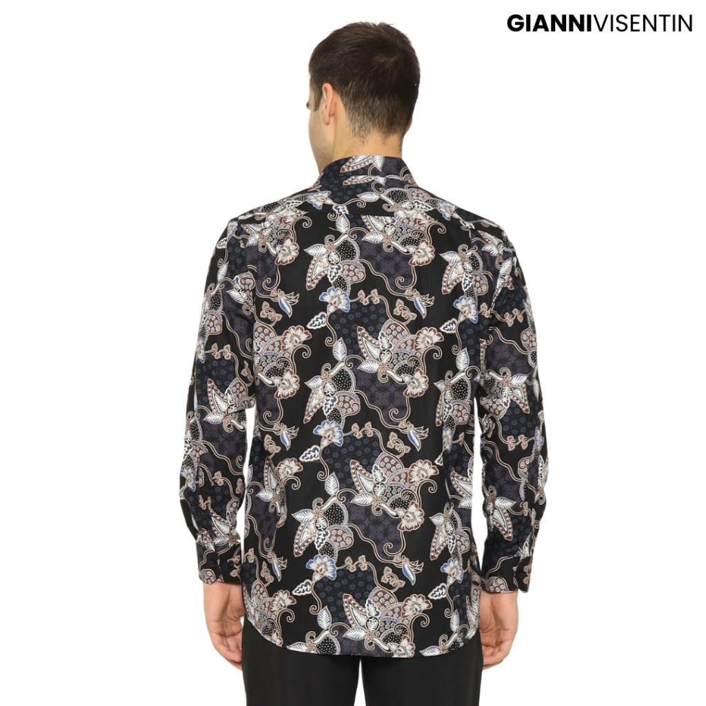 Gianni Visentin - Kemeja Batik Pria Regular Biru Tua - 9055 - Image 3