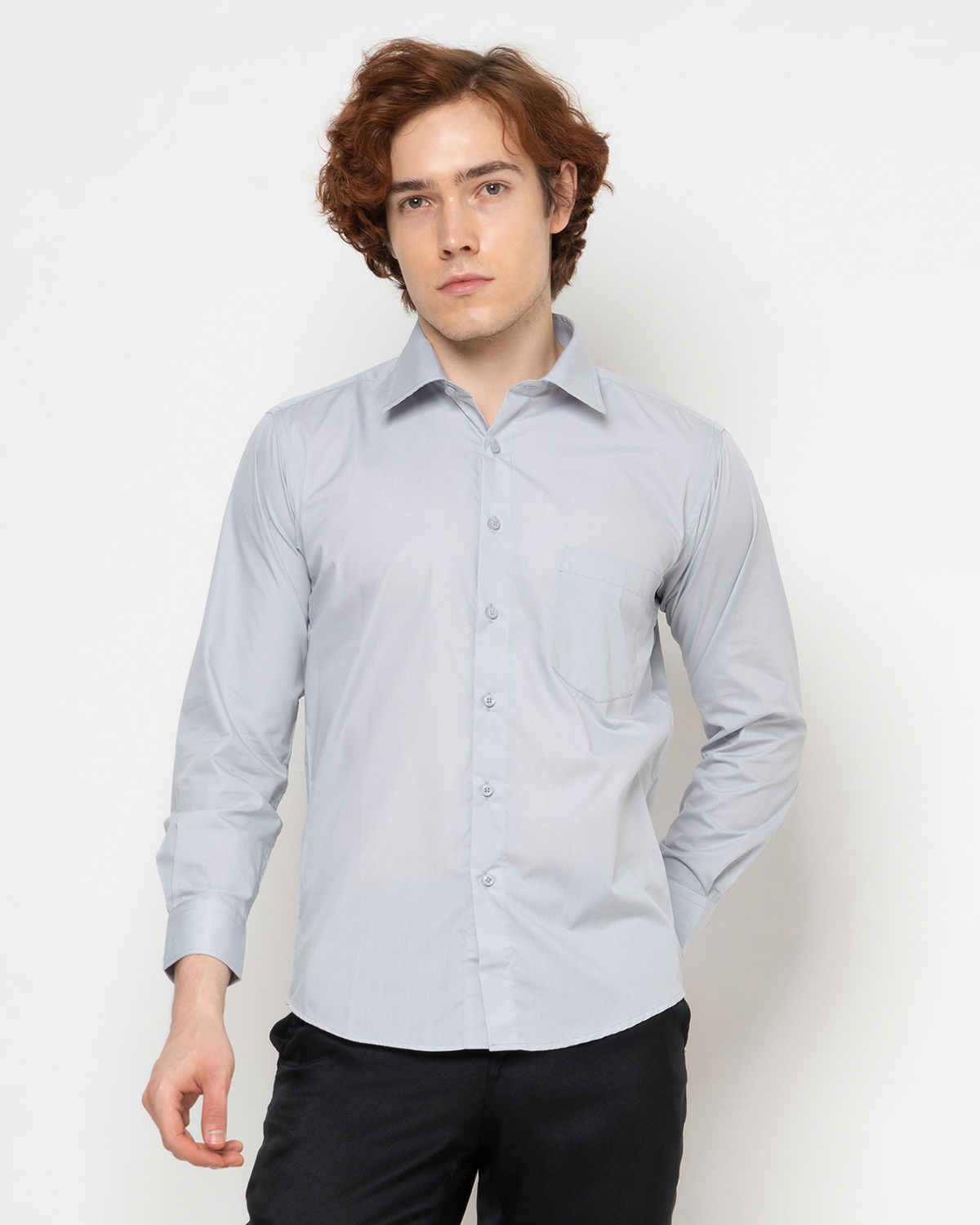 Raymond Renne Kemeja Pria Lengan Panjang Slim Fit Light Grey - 3155