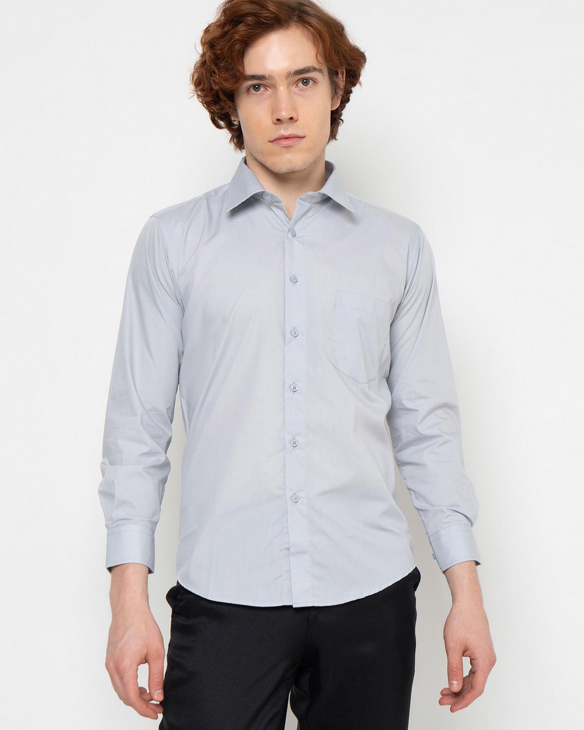 Raymond Renne Kemeja Pria Lengan Panjang Slim Fit Light Grey - 3155 - Image 4