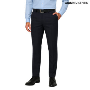 Gianni Visentin - Celana Bahan Twill Formal Hightwist Slimfit Pria Hitam - 4112