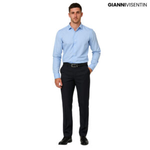 Gianni Visentin - Celana Bahan Twill Formal Hightwist Slimfit Pria Hitam - 4112