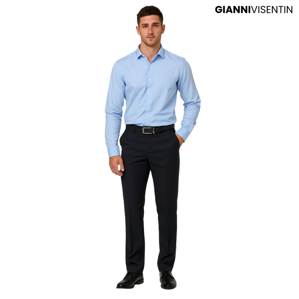 Gianni Visentin - Celana Bahan Twill Formal Hightwist Slimfit Pria Hitam - 4112 - Image 3