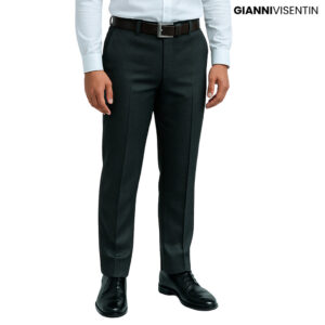 Gianni Visentin - Celana Bahan Formal Stretch Pria Hitam Abu - 4106