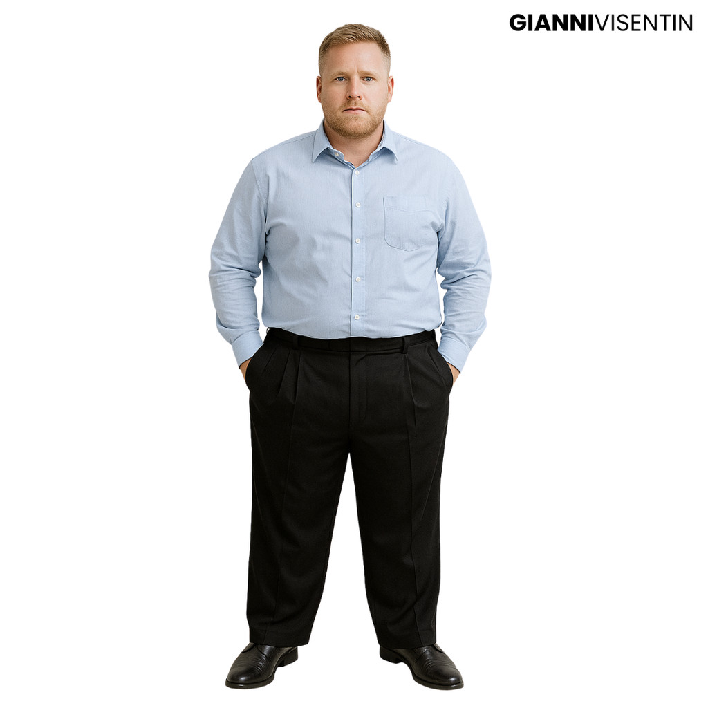 Gianni Visentin - Celana Big Size Bahan Formal Stretch Hitam - 2141