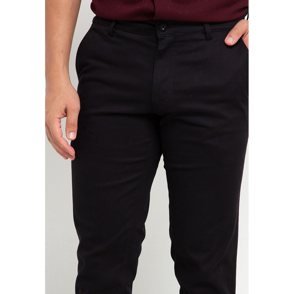 Gianni Visentin - Celana Chinos Stretch Pria Hitam - 4069 - Image 3