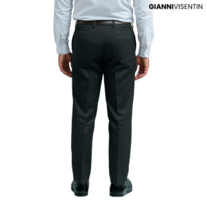 Gianni Visentin - Celana Bahan Formal Stretch Pria Hitam Abu - 4106