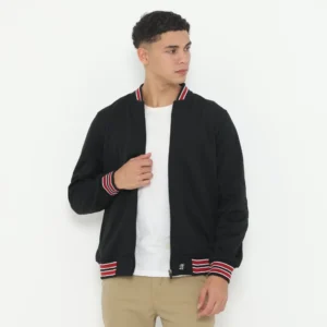 d&f CVC Jaket Bomber Pria Red White in Collar – Hitam