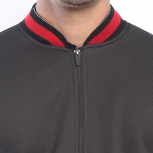 d&f Jaket Bomber Pria Contrast Collar - Abu Tua