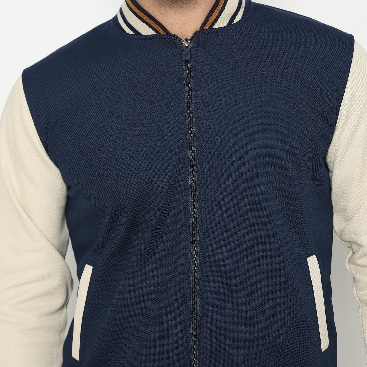d&f Jaket Bomber CVC Pria - Navy Cream - Image 5
