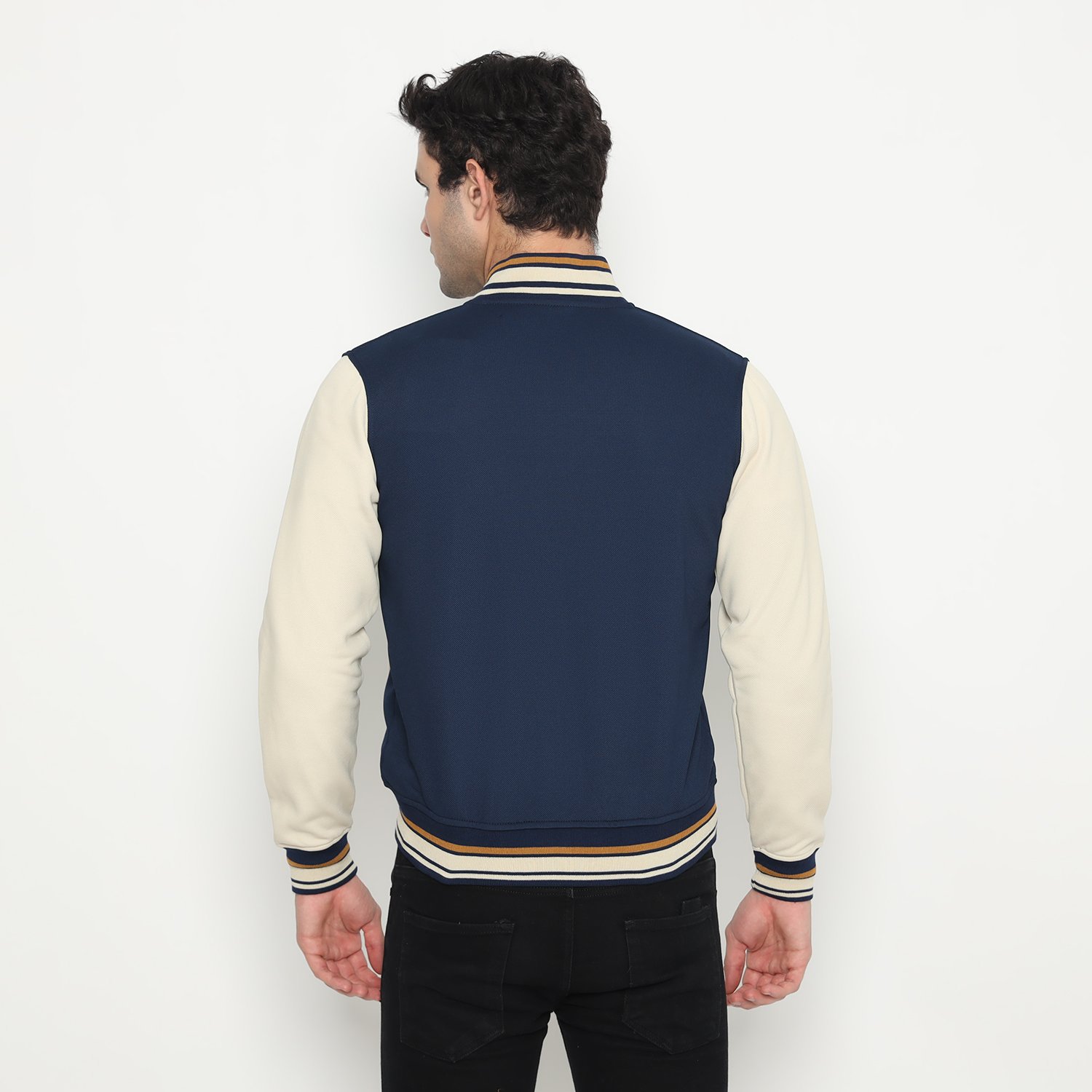 d&f Jaket Bomber CVC Pria - Navy Cream - Image 3