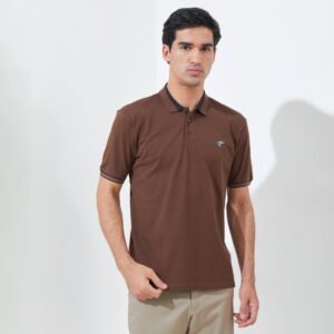 Jack Nicklaus Hunter Polo Shirt Pria Regular Fit Dark Brown