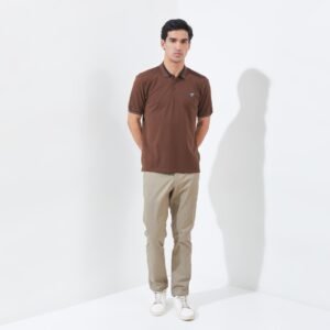 Jack Nicklaus Hunter Polo Shirt Pria Regular Fit Dark Brown