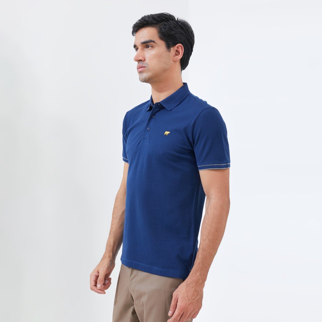 Jack Nicklaus Rain Polo Shirt Pria Slim Fit Estate Blue - Image 2