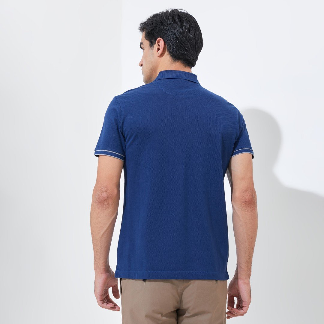 Jack Nicklaus Rain Polo Shirt Pria Slim Fit Estate Blue - Image 3