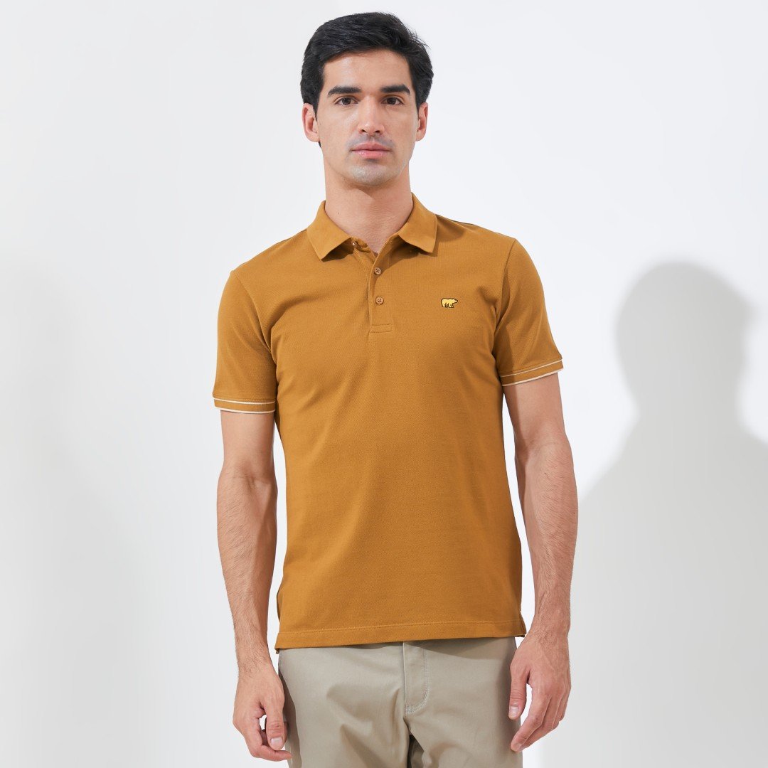 Jack Nicklaus Rain Polo Shirt Pria Slim Fit Tapenade Brown