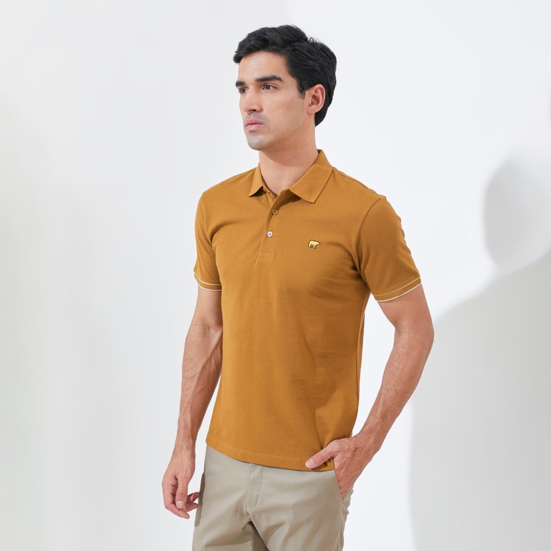 Jack Nicklaus Rain Polo Shirt Pria Slim Fit Tapenade Brown - Image 2