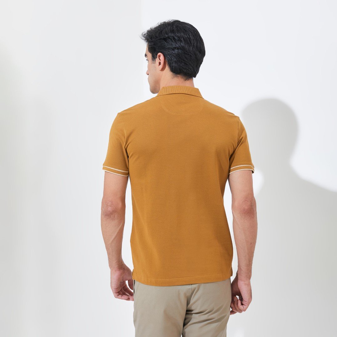 Jack Nicklaus Rain Polo Shirt Pria Slim Fit Tapenade Brown - Image 3