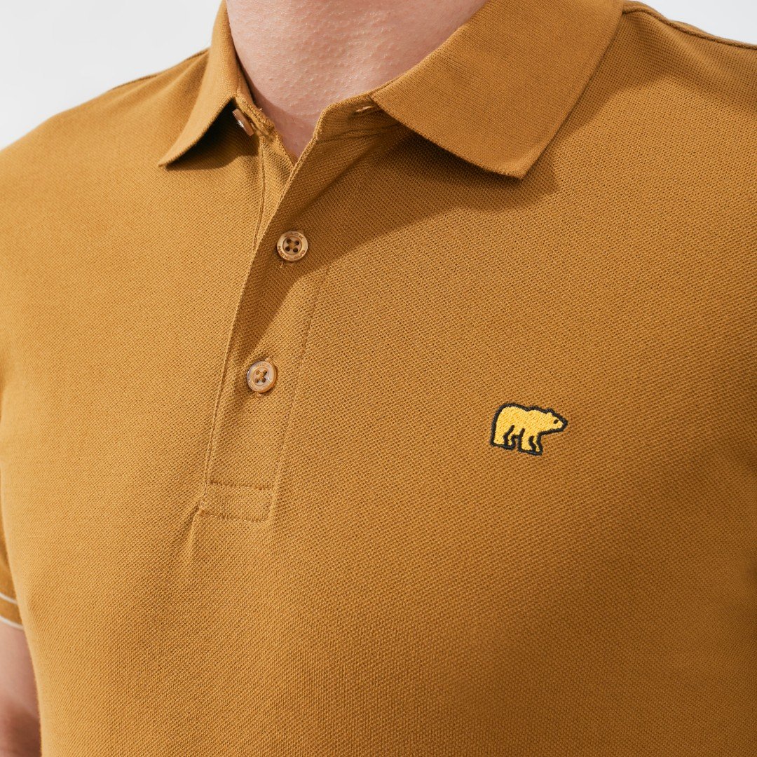 Jack Nicklaus Rain Polo Shirt Pria Slim Fit Tapenade Brown - Image 4