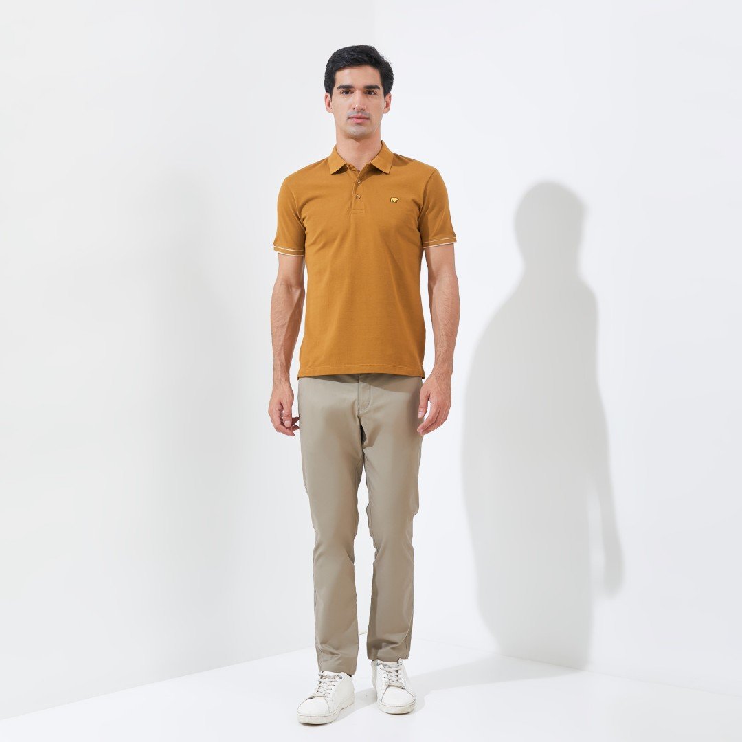 Jack Nicklaus Rain Polo Shirt Pria Slim Fit Tapenade Brown - Image 7
