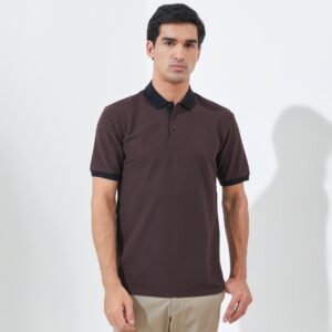 Jack Nicklaus Goodrich Polo Shirt Pria Regular Fit Dark Brown