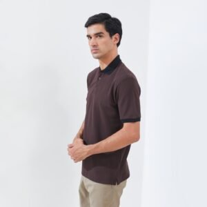 Jack Nicklaus Goodrich Polo Shirt Pria Regular Fit Dark Brown