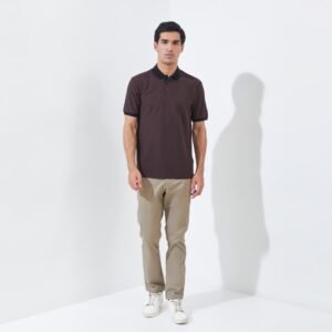 Jack Nicklaus Goodrich Polo Shirt Pria Regular Fit Dark Brown